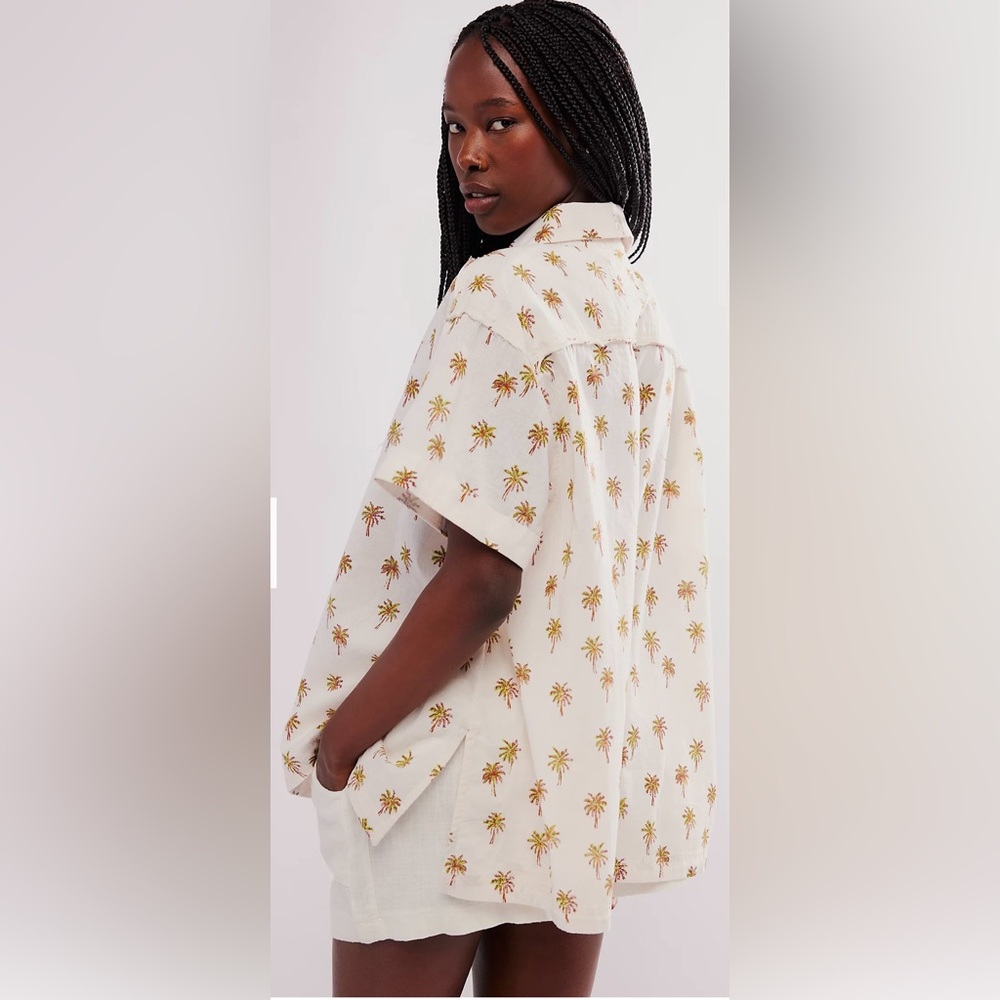 We The Free Retro Tropics Palm Cotton mix Top